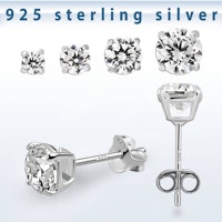Örhänge i 925 silver med klar cubic zirconia (par)