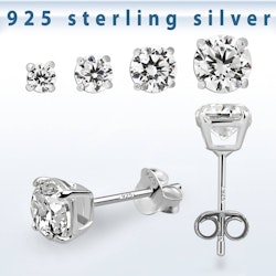 Örhänge i 925 silver med klar cubic zirconia (par)