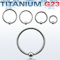 Titanium piercingring / ring med kulstängning - 1.2mm med 3mm kula