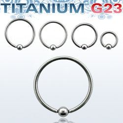 Titanium piercingring / ring med kulstängning - 1.2mm med 3mm kula