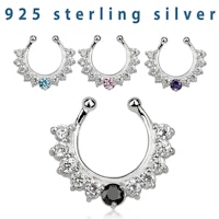 Fake septum piercing i 925 silver med kubisk zirconia