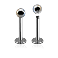 Titanium labret / flat back piercing - 1.2mm med 3mm kula