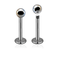 Titanium labret / flat back piercing - 1.2mm med 3mm kula
