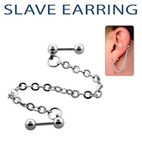 Örhänge / Barbell i 316L kirurgiskt stål - 1,2mm med helix barbell och kedja