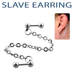 Örhänge / Barbell i 316L kirurgiskt stål - 1,2mm med helix barbell och kedja