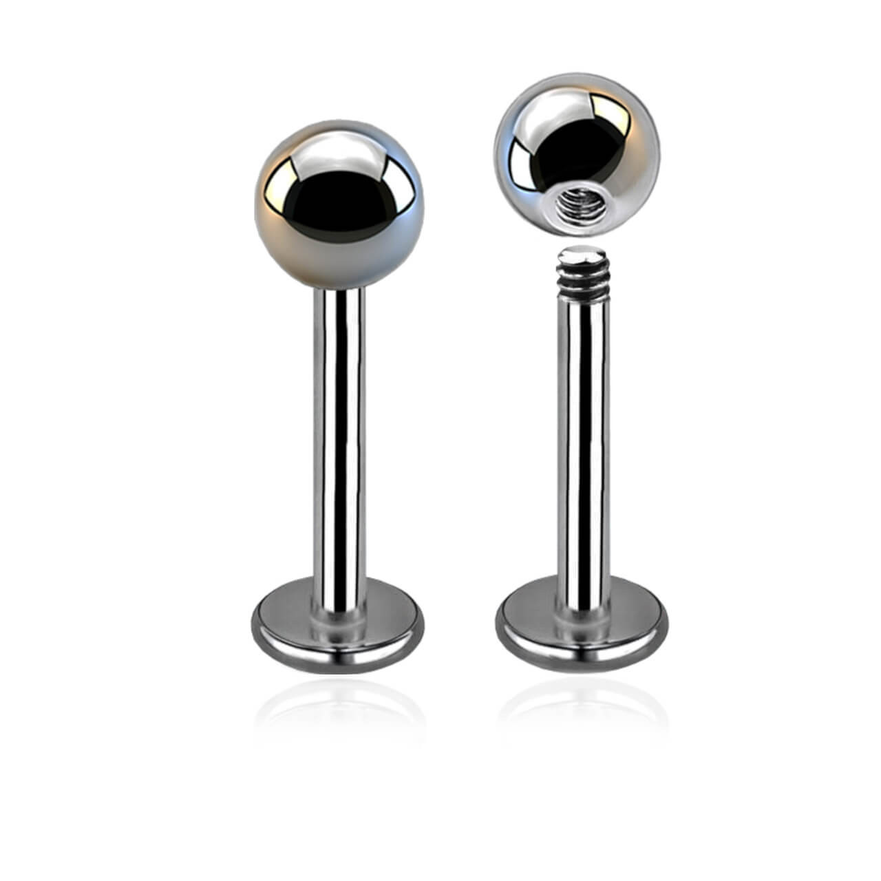 Titanium labret / flatback - 1.2mm med 4mm kula