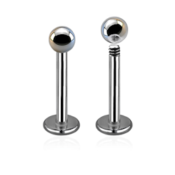Titanium labret / flat back piercing - 1,2mm med 2,5mm kula