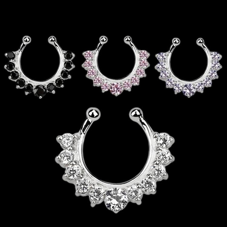 925 silver fake septum with cubic zirconia