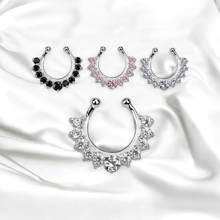 Fake septum smycke i 925-silver med kubisk zirconia