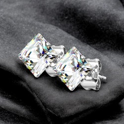Square cubic zirconia stainless steel earrings (sold in pairs)