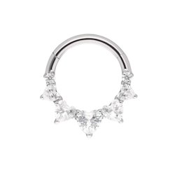 Tiranium hinged clicker 16 gauge / 1.2mm med heart shaped cubic zirconia