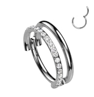 Titanium clicker dubbel hoop med cubic zirconia