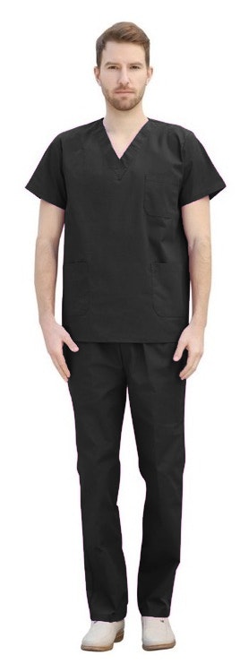 Vårdkläder - set kortärmad svart - Meppes