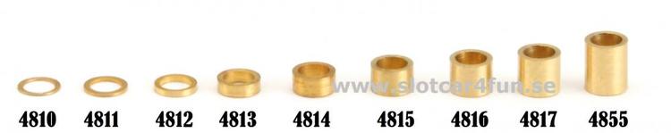 NSR - 3/32" axle brass spacers -  .080" / 2,00 mm (10x)