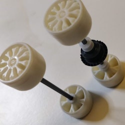 Scalextric - Axle Set front & rear - Opel Calibra C701 White Hubs (New Old Stock - NOS)