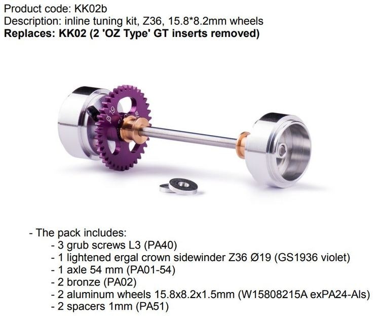 Slot.it -  Sidewinder tuning kit, Z36, 15.8*8.2mm wheels