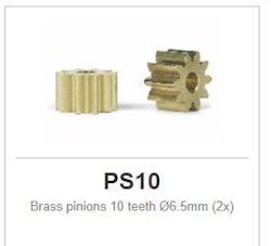 Slot.it - Brass pinions - Sidewinder - 10 teeth Ø6.5mm (2x)