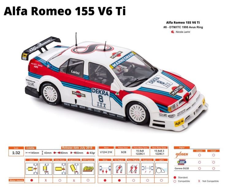 Slot.it - ALFA ROMEO 155 V6Ti DTM/ITC 1995 - Avusring / #8