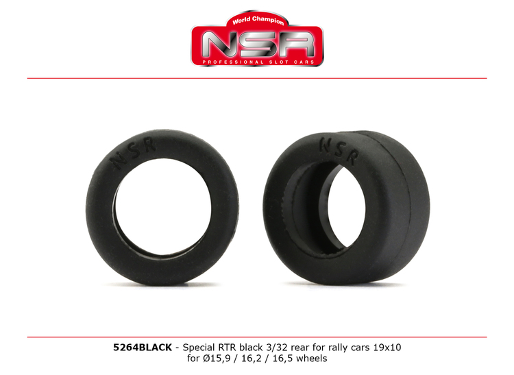 NSR - Special RTR Slick Rear for Rally cars - 19x10 - Low Profile - Racing tyres - BLACK  (x4)