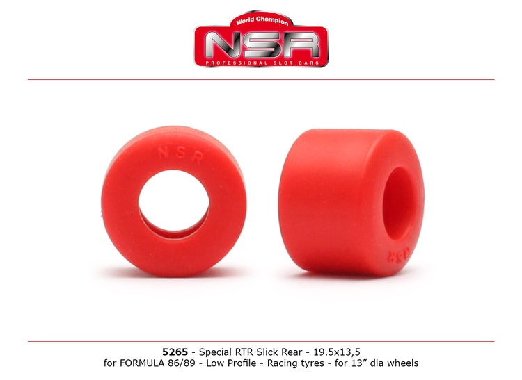 NSR - SPECIAL RTR SLICK REAR LOW PROFILE - 19.5 X 13.5 - FORMULA NSR - RACING TYRES - RED  (x4)