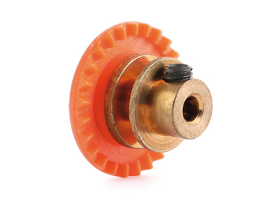 NSR - 3/32 INLINE soft plastic Gear 25t Orange w/bronze hub .050" screw