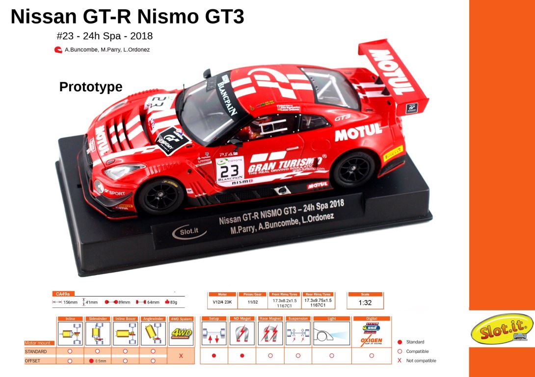 Slot.it - Nissan GT-R Nismo GT3 - #23 24h Spa - 2018