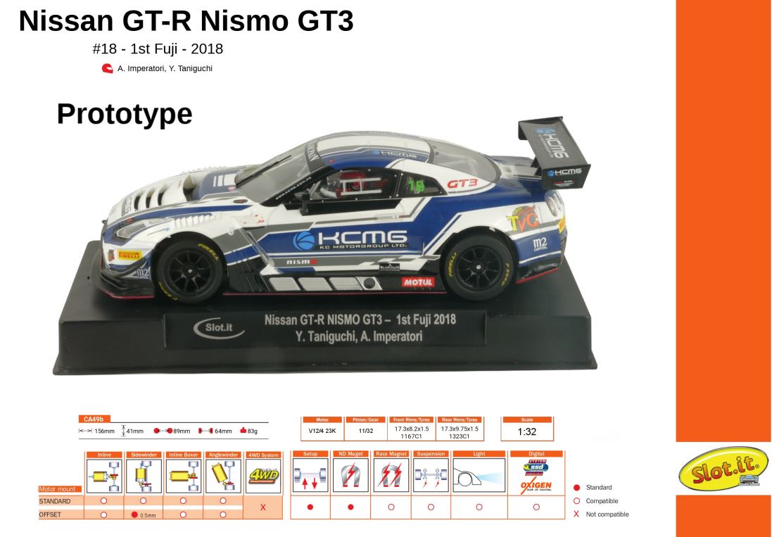 Slot.it - Nissan GT-R Nismo GT3 - #18 1st Fuji 2018 - PREORDER Release Q2 - 2022