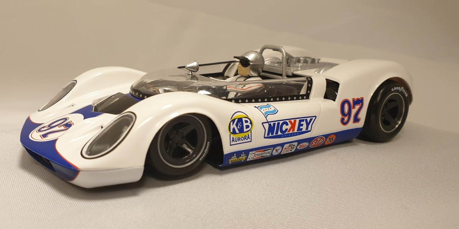 Kopia Thunderslot - McLaren ELVA Mk.I CAN-AM - Charlie Hayes - #97 Nassau Speed Weeks 65 - 21,5k rpm SW