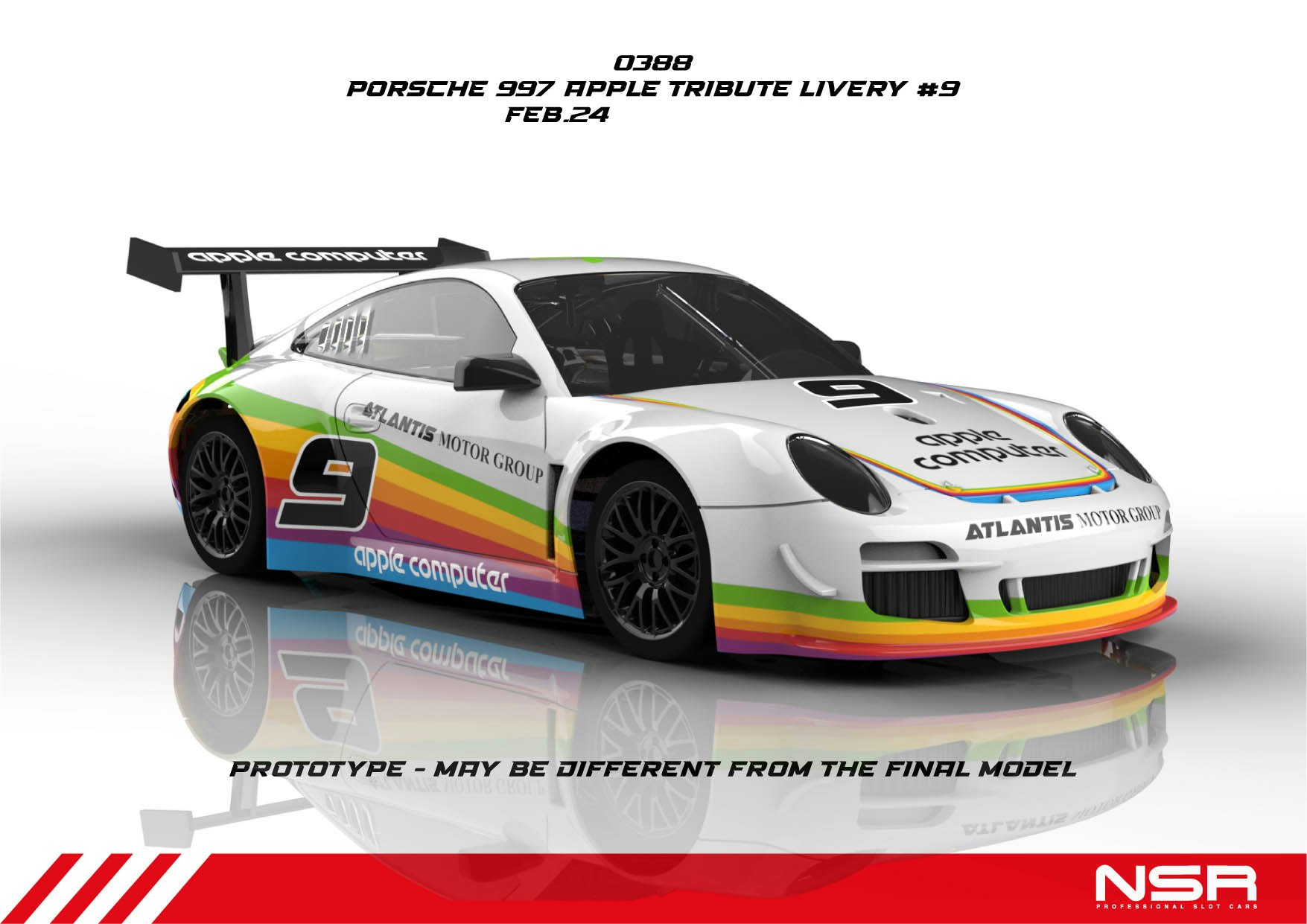 NSR - Porsche 997 Apple Tribute Livery #9 AW KING 21K EVO3 - PREORDER - (Feb 24)