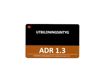 Plaskortsintyg ADR 1.3