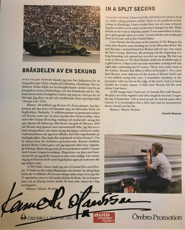 Ronnie Peterson - 16-sidigt, signerat programhäfte