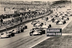 74 - Englands GP, Brands Hatch, Lauda/Ronnie - Canvasduk i format 50x70 cm
