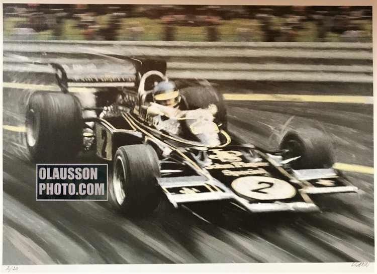 1973 - Ronnie i sin Lotus 72 - canvastavla 2/20 i format 50 x 70 cm