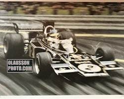 1973 - Ronnie i sin Lotus 72 - canvastavla 2/20 i format 50 x 70 cm