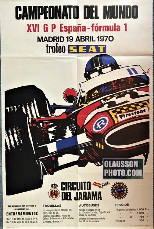 Spaniens Gran Premio på Jarama 1970 - format 45 x 70 cm