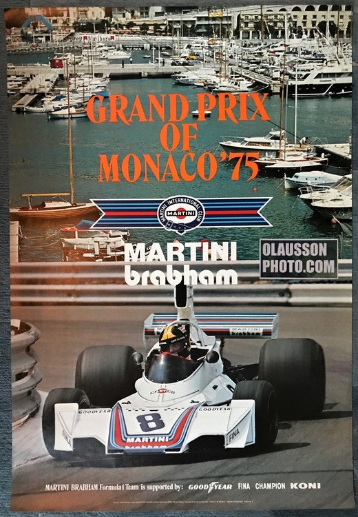 1975 - Monacos Grand Prix - poster Martini - Brabham, 70 x 100 cm