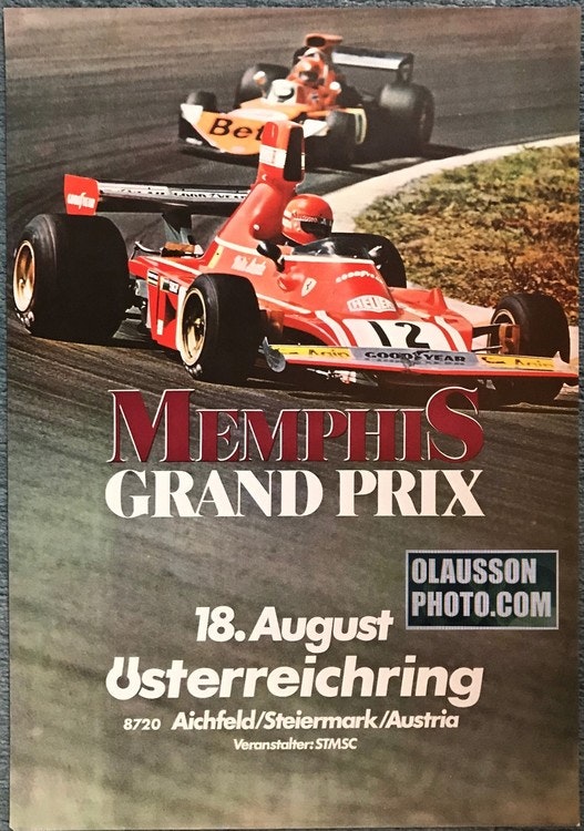 1974 - Niki Lauda i Ferrari i Österrikes GP 18/8 - Poster - 40 x 60 cm