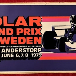 Sveriges Grand Prix  Anderstorp 1975 - finfin originaldekal 8x17 cm