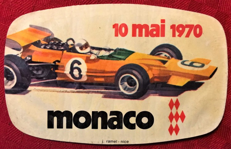 1970 - Ronniedebut i F1 - Monacos originaldekal - 8 x 12 cm