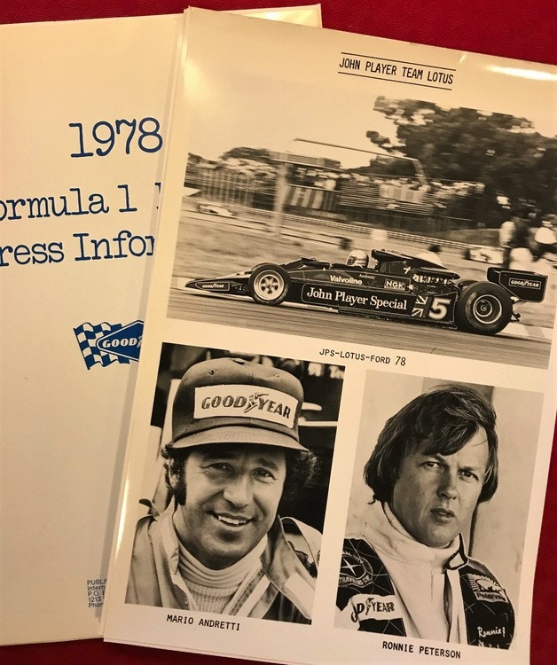 1978 - Goodyear F1 pressmapp, foto 14 team, komplett, 20x30 cm