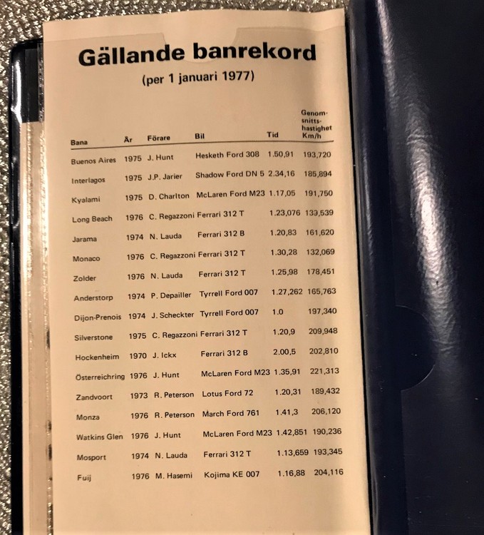 1977 Anderstorp - Goodyear-folder - fakta - anteckningsblock