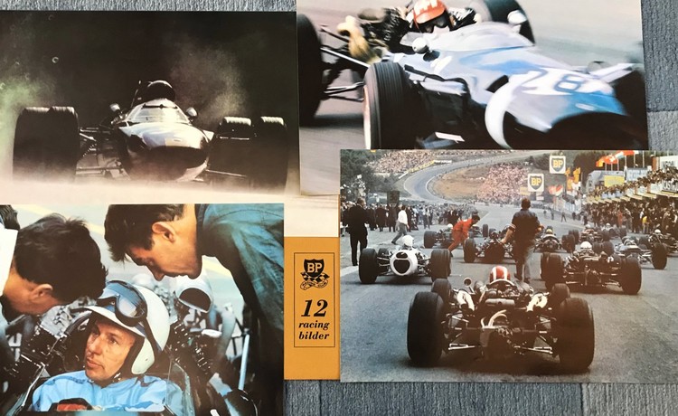 BP-mapp - 12 racingbilder från 60-talet i fint tryck - ovanlig - format 28x42 cm