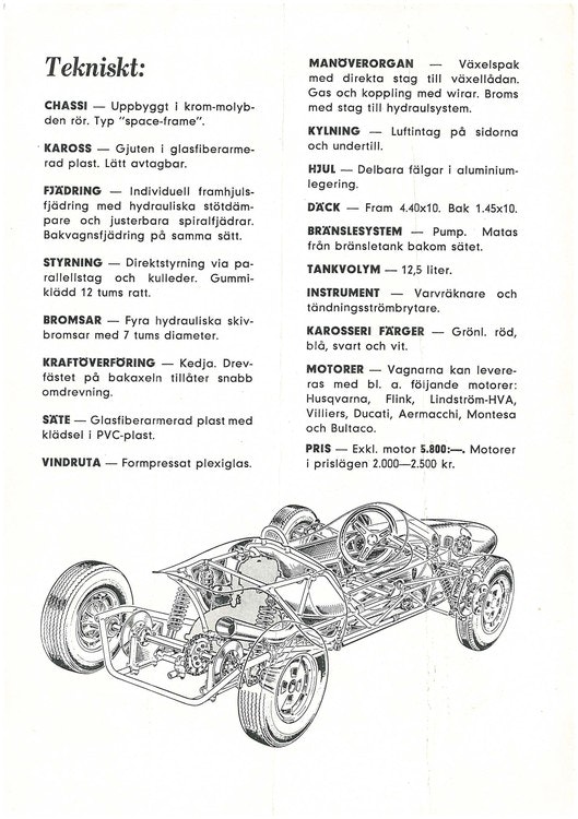 1966: Ronnie i Formel 4 - fyra unika foto och Connys broschyrkopia - Tecno 4