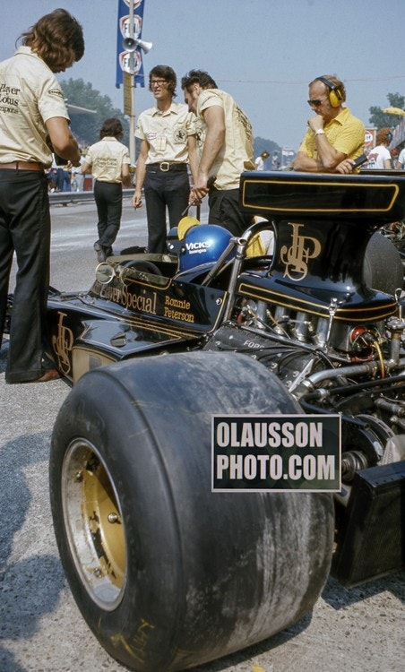 Monza 1973 original - Ronnieseger - 5-sid tävlingsrapport, Lotus mapp - foto 20x30 cm