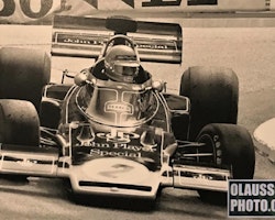 1973 - Ronnie i Monacos GP, Lotus 72, Loews-kurvan, canvas i storformat: 80x120 cm