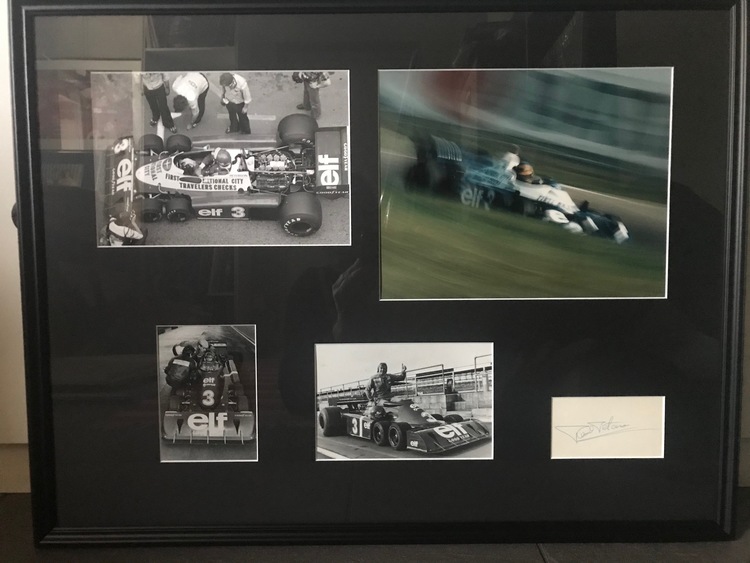 1977 - Ronnie Peterson - 6-hjul - Tyrrell - 4 foto, glasad, ram, äkta autograf