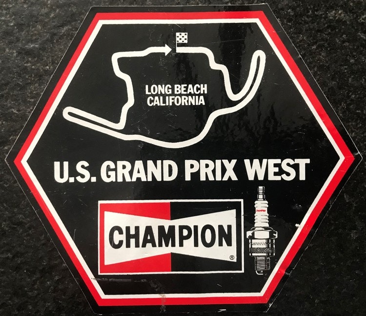 Champion-dekal - U.S. Grand Prix West -  format 13 x 15 cm