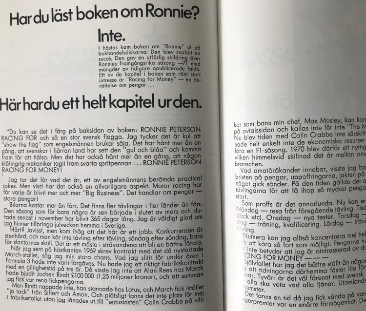 MOTOR 72, Ronnie på Malmö bilshow, 68 sid späckat program, A5