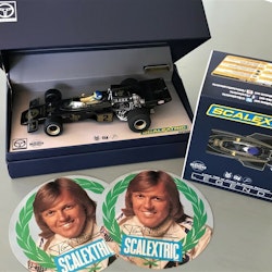 Scalextric-modell: Ronnie Peterson i Lotus-seger, Frankrikes GP 1973, skala 1:32, dekaler