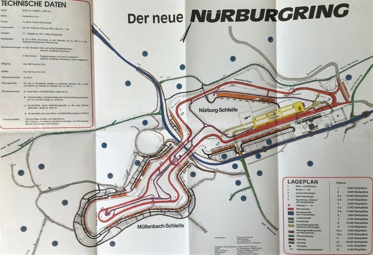 1984 - Nya Nürburgring öppnas - fint originalmaterial - bok, karta, dekaler, vykort